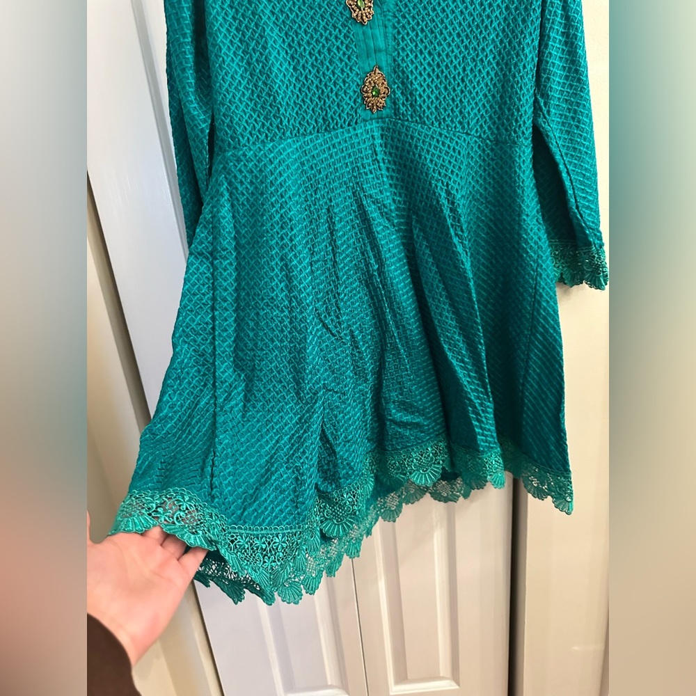 Agha Noor Emerald Green Embroidered Kurta | NWT | Size S - Picture 5 of 12